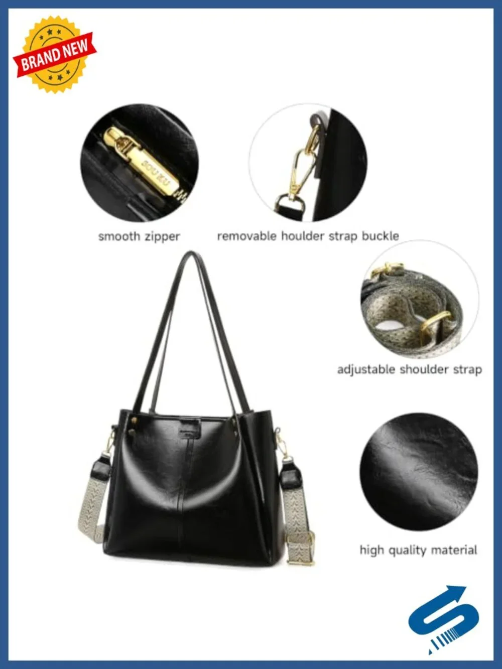 Women's Hobo Bag Faux Leather Shoulder Purse with Crossbody Straps